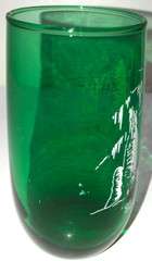 Vintage Anchor Hocking Glass Roly Poly Tumbler Forest Green Carlsbad Caverns 5″