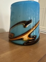 Azerbaijan Hand Blown Art Glass Blue Vase 7″