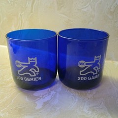 Vintage Libbey Cobalt Blue Tumbler BRC 500 Series 200 Game Bowling Award Logo