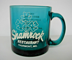 VTG 1997 Shamrock Restaurant Thurmont MD Green Drinking Glass IRISH CREAM RECIPE