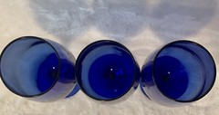 Vintage Luminarc France Cobalt Blue Wine Ice Tea Drinking Glass Set of 3 Signed