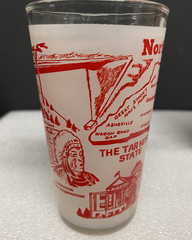 Lot of 4 VTG Frosted Souvenir Glasses Grand Canyon, OK, Lake Wales, NC EUC!