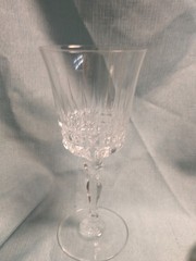 Tall Clear, Crystal , wine / water glass/ goblet with deep design 8 inch