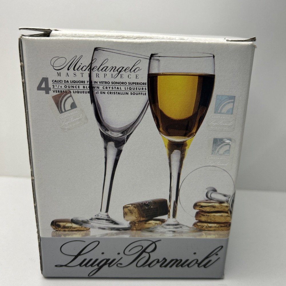 Luigi Bormioli Michelangelo Masterpiece Crystal Liqueur 2.25 oz Glass Set of 4