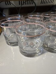 Nine vintageLibbey pink flower highball glasses