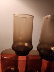 Libbey Tawny Accent Tumblers Set Vintage Smoke Brown Retro Glassware Lot Of 7