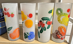 Vintage MCM 1950’s Federal Frosted Fruit Tom Collins Glasses Set of 4