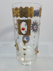Vintage Culver Butterfly Turtle Starburst Gold Jeweled Highball Glass 5-5/8″ (#2