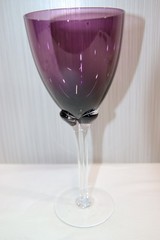 5- Murano Tall Hand Blown Tulip Clear Stem Wine Glasses, Water Goblets, Italian
