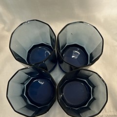 4 Anchor Hocking Essex Cobalt Blue Double Old Fashioned 9oz 10 Panel Glasses Set