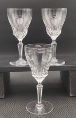 Set 3 Val St. Lambert GOETHE MILLET Teardrop Cut Crystal Water Wine Glass Signed