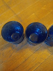 Vintage French Cobalt Blue High Ball Goblets Cut To Clear 6