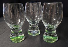 Vintage Crystalex Gina Green Base Wine Glasses Bohemia Czech Colony Calypso (3)