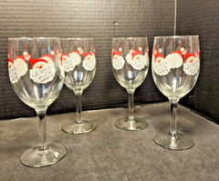 Santa Claus Wine Glass Set Eat Drink & Be Merry Set of 4