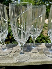 Mikasa Uptown Iced Tea Crystal Glass Water Cup Set 4 Vintage 8.5” Large Heavy