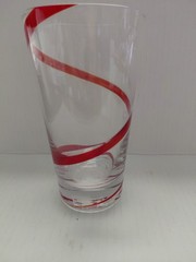 Highball Tumbler Glass PIER 1 Imports SWIRLINE RED 16 oz Retired 6.5″ Hand Blown