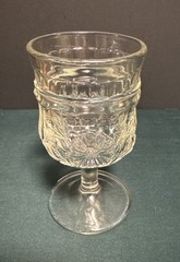 4 Sunflower Pattern 5 1/2” Wine Water Stemmed Glasses D.C. Jenkins Glass Co EAPG