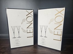 2 NIB Set of 4 Lennox Adorn Fine European Crystal Stemware Toasting Flute Glass