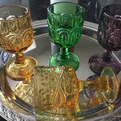 VTG Moon & Stars 4 1/2″ Multicolor Trio Stemware by Smith Glass +1 Unique