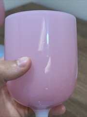 Antique Steuben 4 Rosaline & Alabaster Art Glass Goblets Carder Era