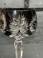A Brilliant Vintage Bohemian Burgundy Cut To Clear Crystal 7.75” Wine Goblet