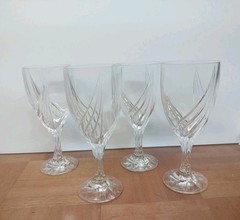 Lenox Debut Crystal Feather Cut 7×3/4 Wine Glasses Set Of 4 New