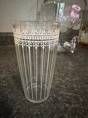 Vintage Etched Glass Tumbler with Floral Design
