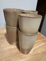 Vintage Frankoma Dessert Gold 12oz Tumbler Glass. Set of 4.