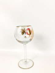 Vintage Large Butterfly & Pansy Bohemian Decanter W/6 Wine Glasses Hand Painted