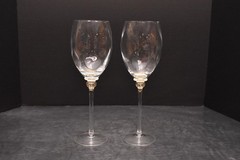 SET 2 Union Street Sienna Crystal Gold Optic Chardonnay Wine Glass Goblet 11″