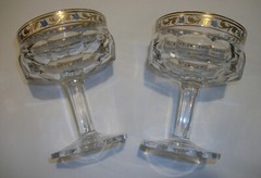 Bohemian Moser Baccarat Style Vintage High Quality PAIR Crystal Sherbets Bonbons