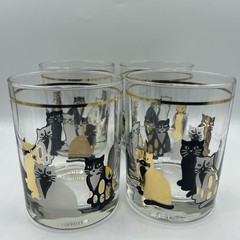Vtg MCM Culver Cats Double Old Fashioned Glasses Set of 4 22k Gold trim Flaws