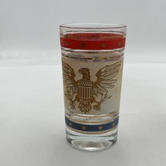 4 VTG Barware Red White Blue Gold Eagle Tom Collins Highball Glass +Shot Glasses