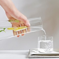 Clear Water Carafe Set with Tumbler Glass – 30 oz Nightstand Decanter for Bedroo