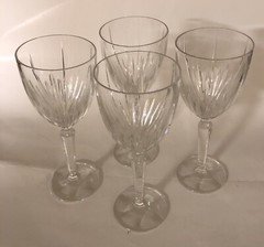 4 Mikasa ICICLES 8 1/4” Water Glasses Goblets Vertical Cut Crystal Textured Foot
