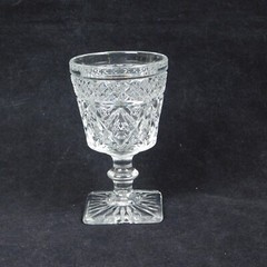 Imperial Glass Cape Cod Wine Glass Wafer Stem 3.875″ Pressed Vintage Clear