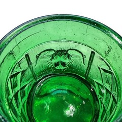 Vintage Mexican Green Glass Mini Chivo Pulque Mugs, Set of 3
