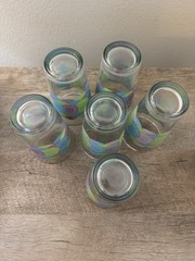 Libbey Drinking Glasses Blue Green Purple Medallions Circles Glass Tumblers (6)