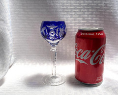 NACHTMANN TRAUBE SHERRY GLASS 5 1/2″ COBALT BLUE CUT TO CLEAR CRYSTAL BOHEMIAN