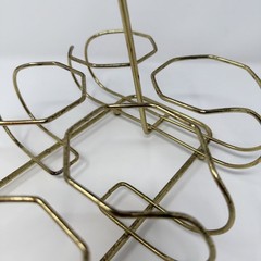 Vintage MCM Gold Metal Drinking Glass Tumbler Caddy Holder Drinkware for 8