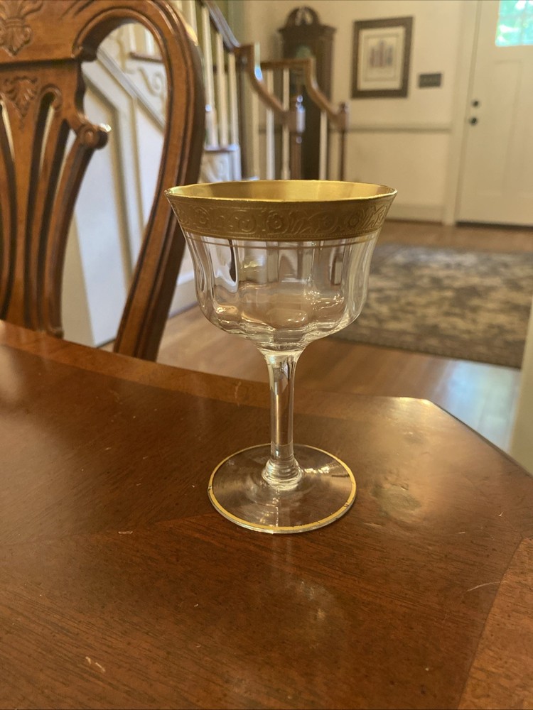 Westchester Small Wine Glass Tiffin Franciscan Minton Rim Gold Embellishment