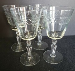 LIBBEY ROCK SHARPE JEFFERSON Water Goblets 7″ Tall SET OF 4 Star Base EUC