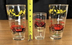 Classic Car Glass Tumbler Ice Tea Cocktail Hazel Atlas Automobiles Barware Lot 3