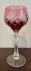 6 Vintage Cut Clear Crystal Wine Glasses Bohemian Czech West German Style 7.5”H