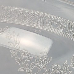 Vintage Etched Floral Swag Garland Champagne Coupe Cocktail Glasses Set Elegant