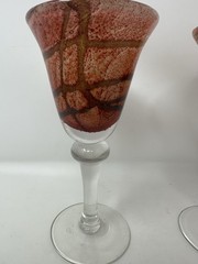 Hand Blown Goblets Stemware Stone Look Vintage Rare Earthtones Rustic Elegance