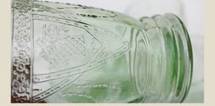 Set Of 2 Uranium Georgian (Lovebird Pattern) Depression Glass Tumblers