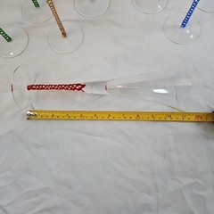 Roscher & Co Hand Blown Champagne Flutes Wine Glass 4 color set of 8 in box VTG