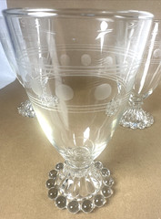 Vtg MCM Anchor Hocking Circle/Stripes Etched Water Goblet/Tea Glasses-4 glass