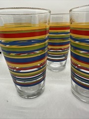 Vintage MCM Libbey Mambo Striped Fiesta 16oz Drinking Glasses – Set of 4